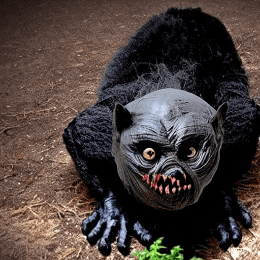AI generated: Horror black creature,scary animal,sore face,