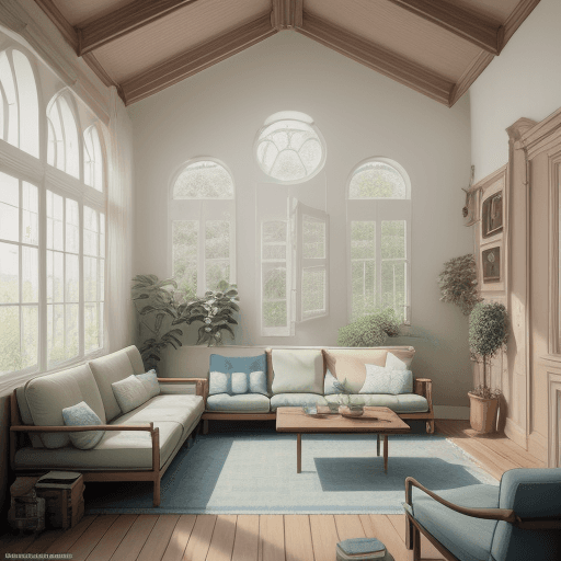 AI generated: High resolution photography interior design, dreamy sunken living room conversation pit, wooden floo...