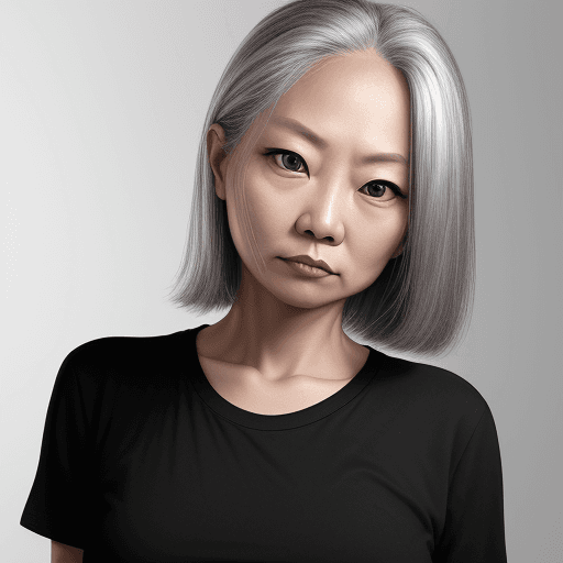 AI generated: woman in a black tshirt, in the style of sterling silver highlights, samyang af 14mm f/2. 8 rf, real...