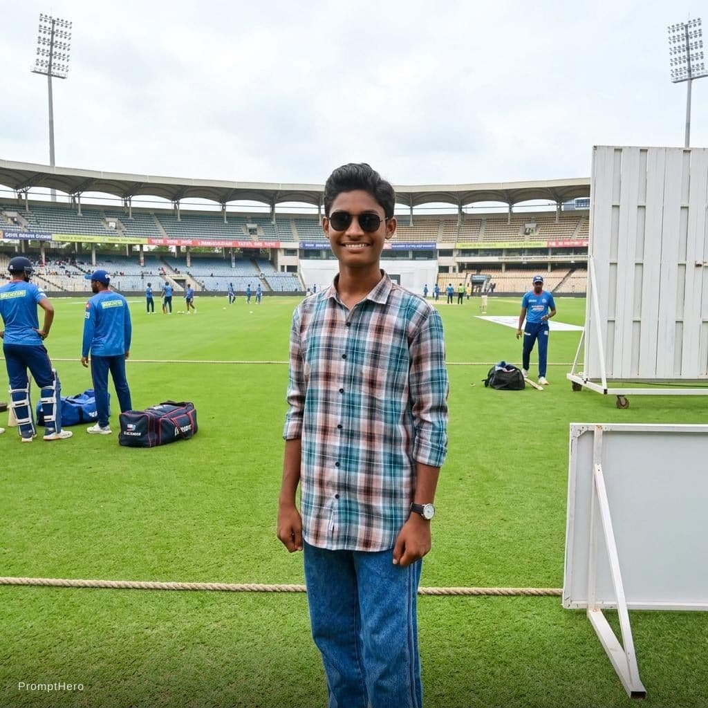 AI generated: change background as cricket ground 