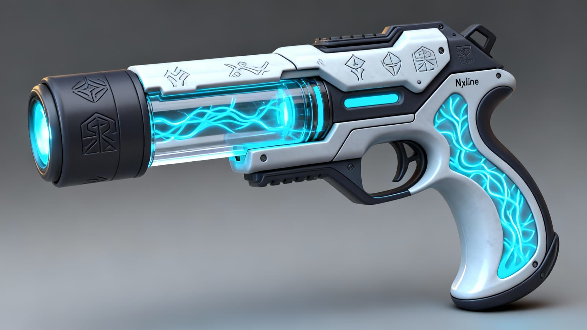 AI generated: Using the images as references, design the Nyxline Design ‘Armatures Series’ Rifles for the Our’Worl...
