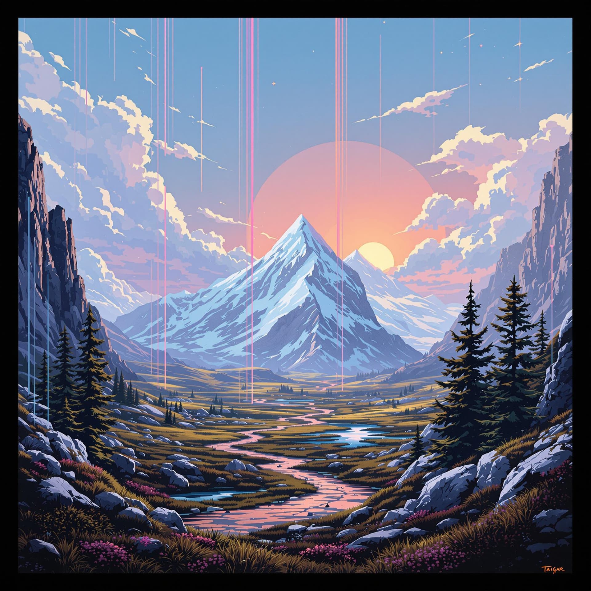 AI generated: techno taiga landscape --ar 4:5