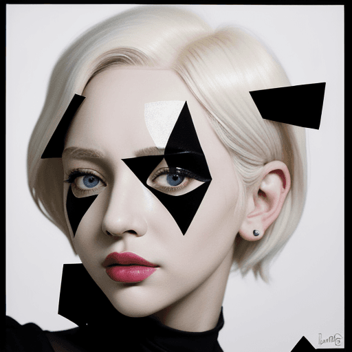 AI generated: trap music artwork for release. A close-up portrait of a woman with short platinum blonde hair, in t...