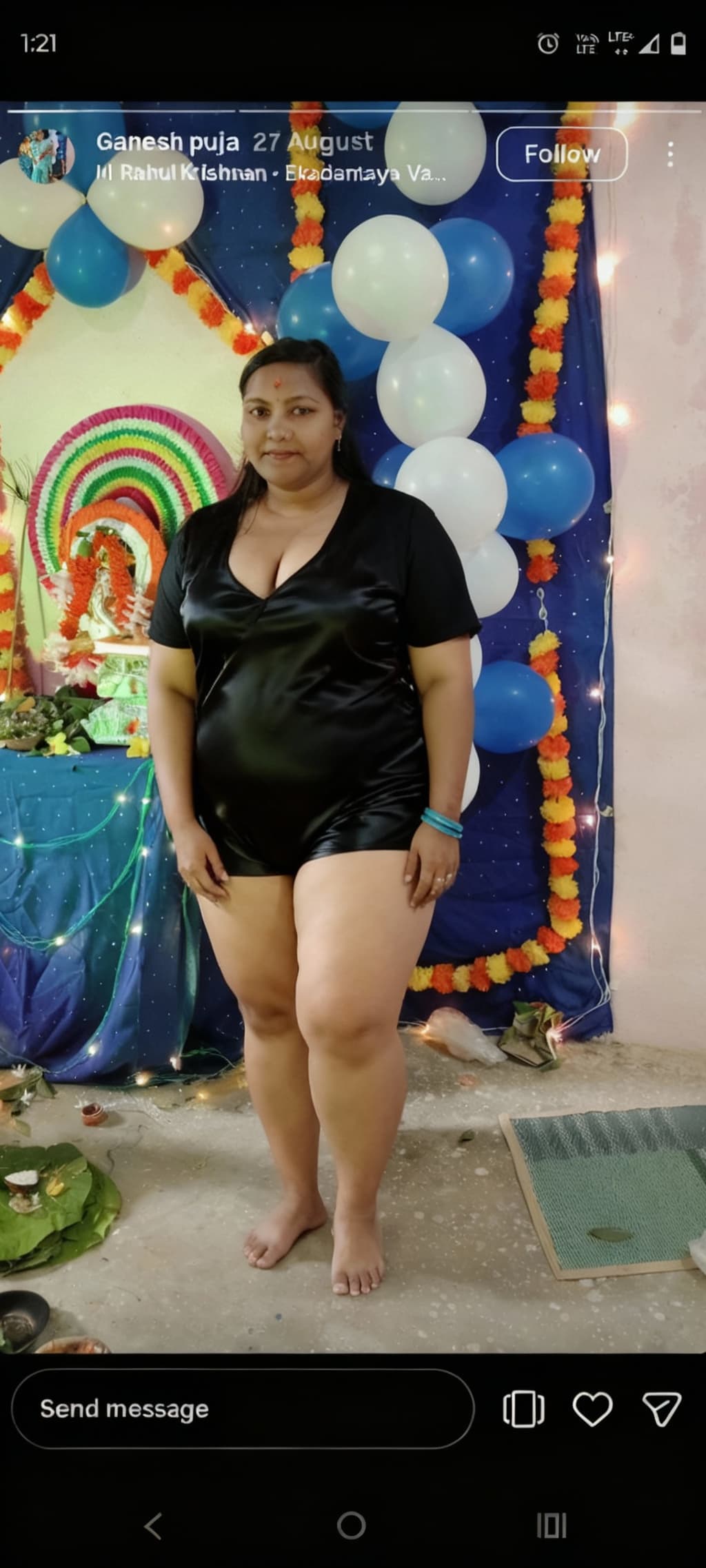 AI generated: looking fat body with black silk swimming dress, tshirt, looking big chest,big hips