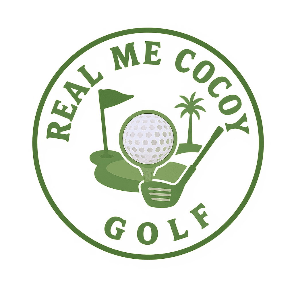 AI generated: golf themed logo for Real Mecoy golf with transparent background.
