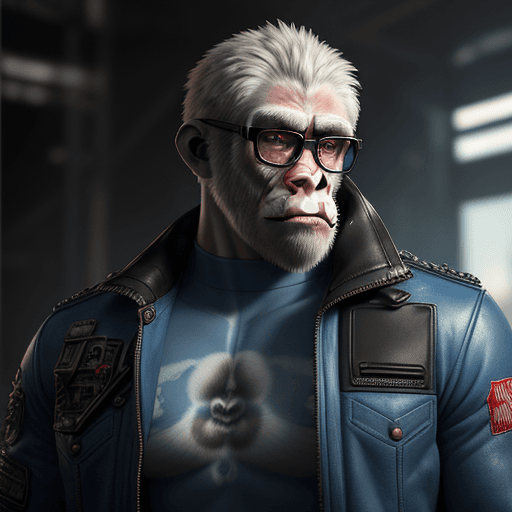 AI generated: ((extreme detail)),(ultra-detailed), Male, anthropomorphic, White Gorilla, blue eyes, detailed face,...