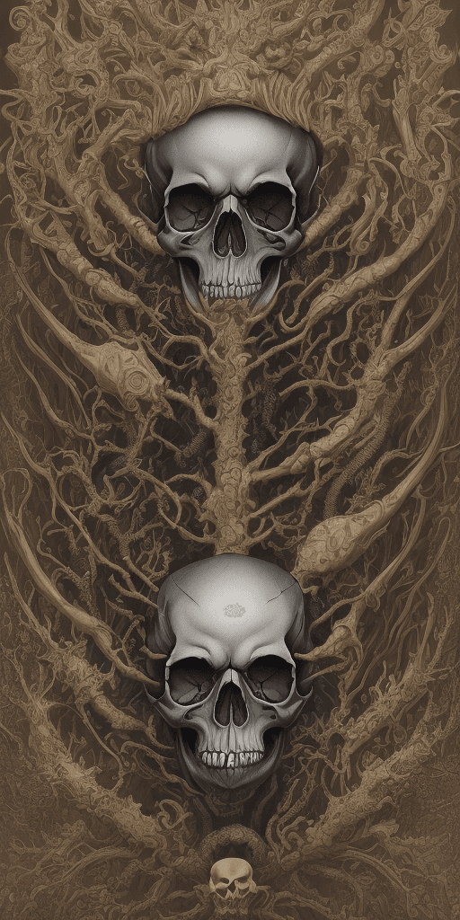 AI generated: hyper-amazing medieval pandemonium skull, cyber-wild award-winning splash art of unique intricate br...