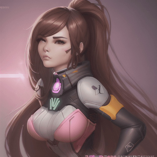 AI generated: mdjrny-v4 style portrait of female with brown long hair, nationality Korean, pink arrows on her chee...