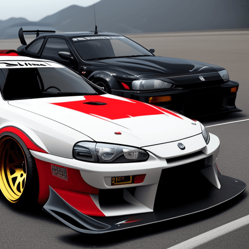 AI generated: Make a minimalist car with itasha vinyl with a pronounced letter Y for the avatar of the drift serve...