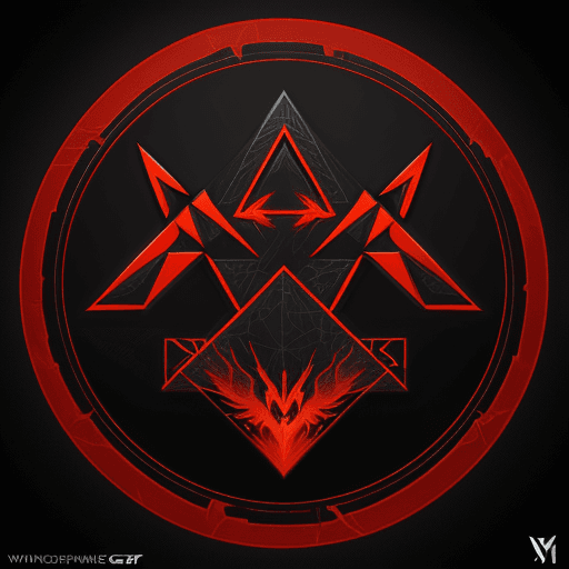 AI generated: Logo gaming wear, concept, phoenix, nonagon, colour black and red and orange, gaming, dynamic, iconi...