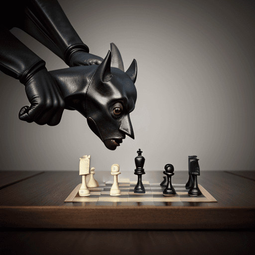 AI generated: realistic bat with human hands playing chess while staring at his opponenbt 