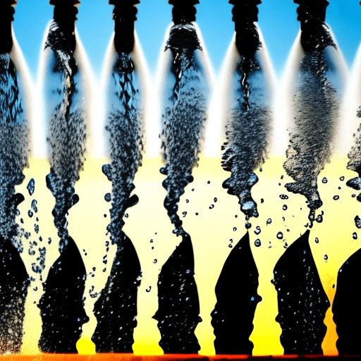 AI generated: water being thrown out from left to right of the image.  silhouette.