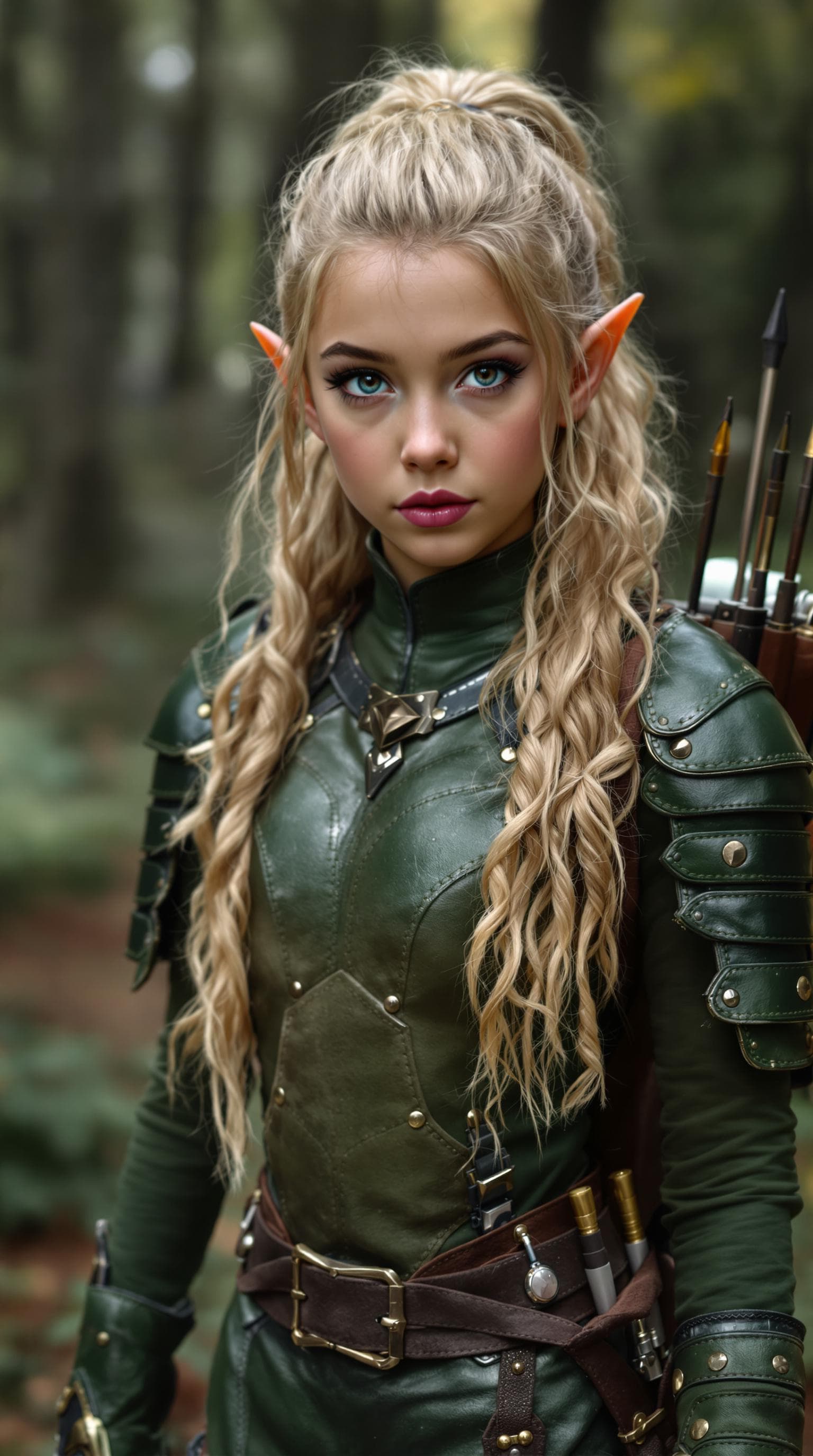 AI generated: a professional photo of a exceptionally beautiful girl in the world (age 11) short eared elf,  in a ...