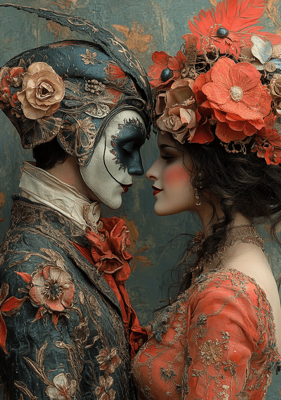 AI generated: an imaginary picture of a couple being confronted, full body, in the style of carlo crivelli, realis...