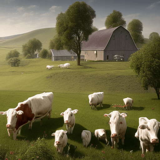 AI generated: 
Generate a realistic image with a foggy landscape, envision a picturesque dairy farm nestled in the...