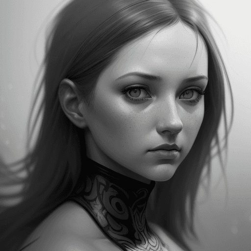 AI generated: abyssorangemix2_Hard, (greyscale, traditional media, sketch), portrait, 1girl, cover - perfect tone,...