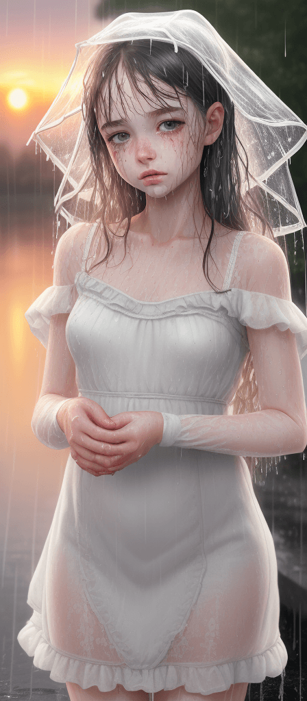 AI generated: Cute girl 18 years old in a white lace dress, in the style of hyperrealism and photorealism, UHD ima...