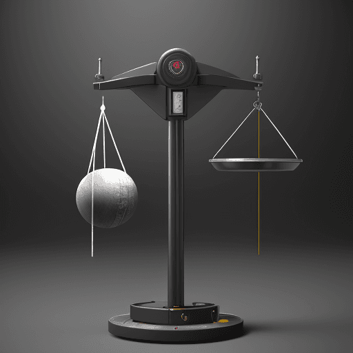 AI generated: High quality, realistic balance machine that says theory on one side and Practice on the other, wher...
