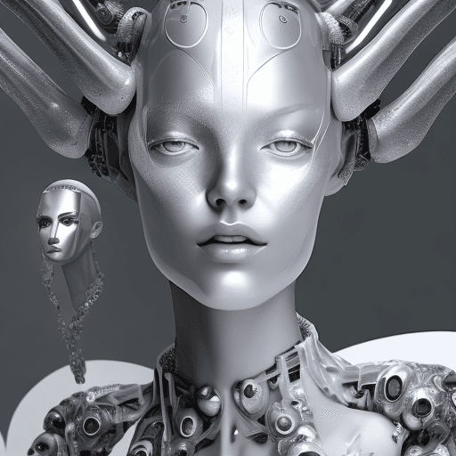 AI generated: a fashion artist creates a digitally styled portrait of a female with a white body, in the style of ...