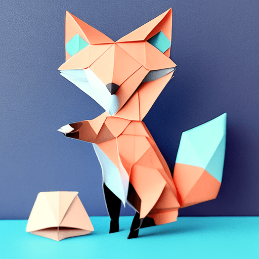 AI generated: 1fox,(2D)
origami style, paper sticker, studio lighting, plain background, pastel colors, papercraft