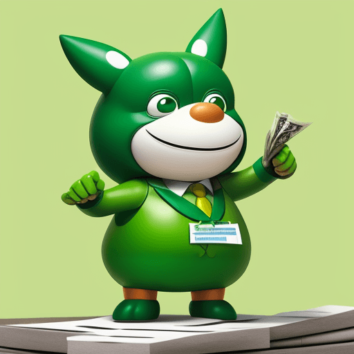 AI generated: Mascot for money finance , green 