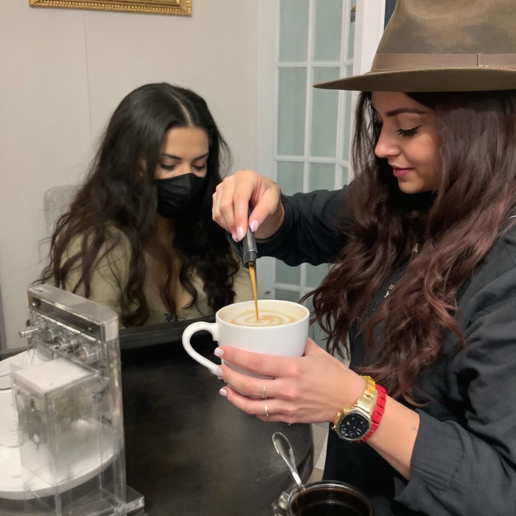 AI generated: Serving my Goddess Her coffee to enjoy while I’m locked and denied for Her