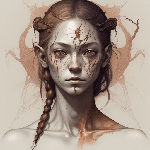 AI generated: female human, d&d character, mage, in the style of will nunes, esao andrews, jenny saville, dark art...