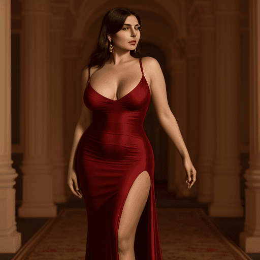 AI generated: ((In the softly lit ambiance of an elegant evening gala, Derya, a 40-year-old woman with a beautiful...