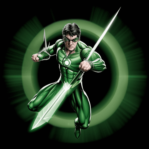 AI generated: The Green Lantern creating a Sword with his power ring