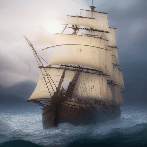 AI generated: Photo of a ultra realistic sailing ship, dramatic light, pale sunrise, cinematic lighting, battered,...