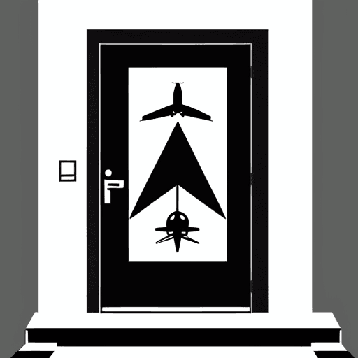 AI generated: door, airplane silhouette, drawing, sticker, geometric