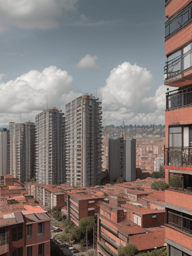 AI generated: city ​​with apartment building towers with brick facades and high vehicular traffic and garbage in B...