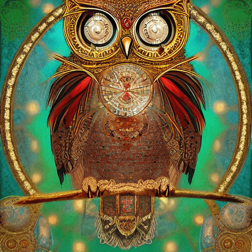 AI generated: high resolution 8k, Balla master painter, Byzantine artwork, Owl,
  feathers, intricate background, ...