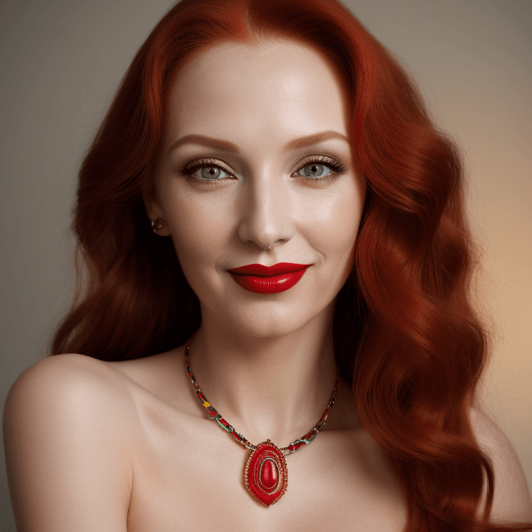 AI generated: hyper realistic headshot photo of a 30 year old stylish, woman,  elegant, long red hair, slim, skinn...