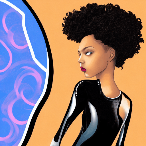 AI generated: a woman in a wetsuit posing for a picture, a character portrait, inspired by Ross Tran, afrofuturism...