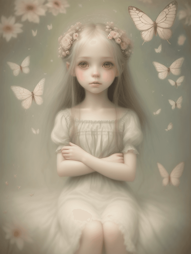 AI generated: A captivating illustration by Nicoletta Ceccoli that captures the tender, yet slightly childlike, na...