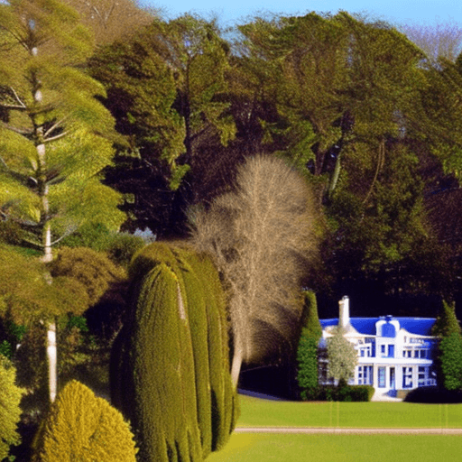 AI generated: a shot scene from the movie god father of 1972. an scene of a beautiful white mansion in a countrysi...