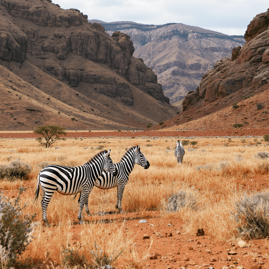 AI generated: zebras in a valley