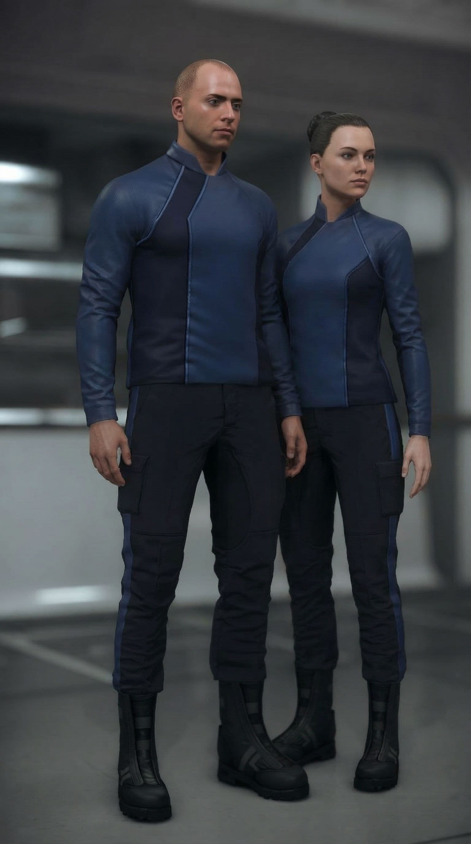 AI generated: Create a Sci-Fi uniform. Use the reference image and remove all patches and emblems. The color of th...