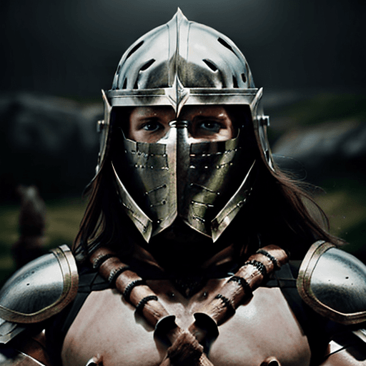 AI generated: Male barbarian warrior, fantasy, gladiator, not human, glowing eyes, facing camera, finely detailed ...