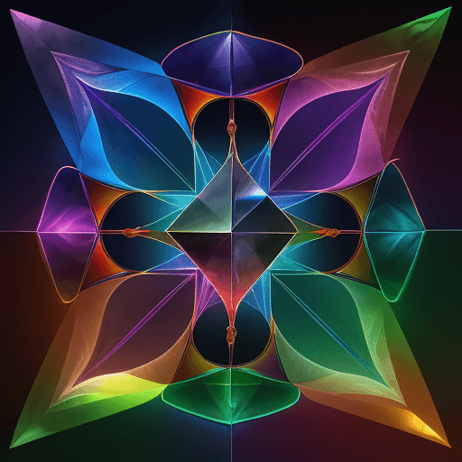 AI generated: light magic manifested through blue, red, yellow, green and purple prisms