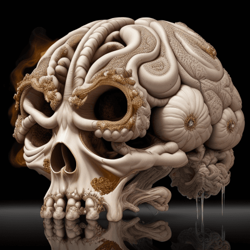 AI generated: boiling brain, baroque style, high detail, intricate details, scientific, photorealistic 