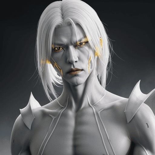AI generated: Reten is one of the 8 Creators, standing 2.89 m tall, with gray skin with veins glowing yellow, whit...
