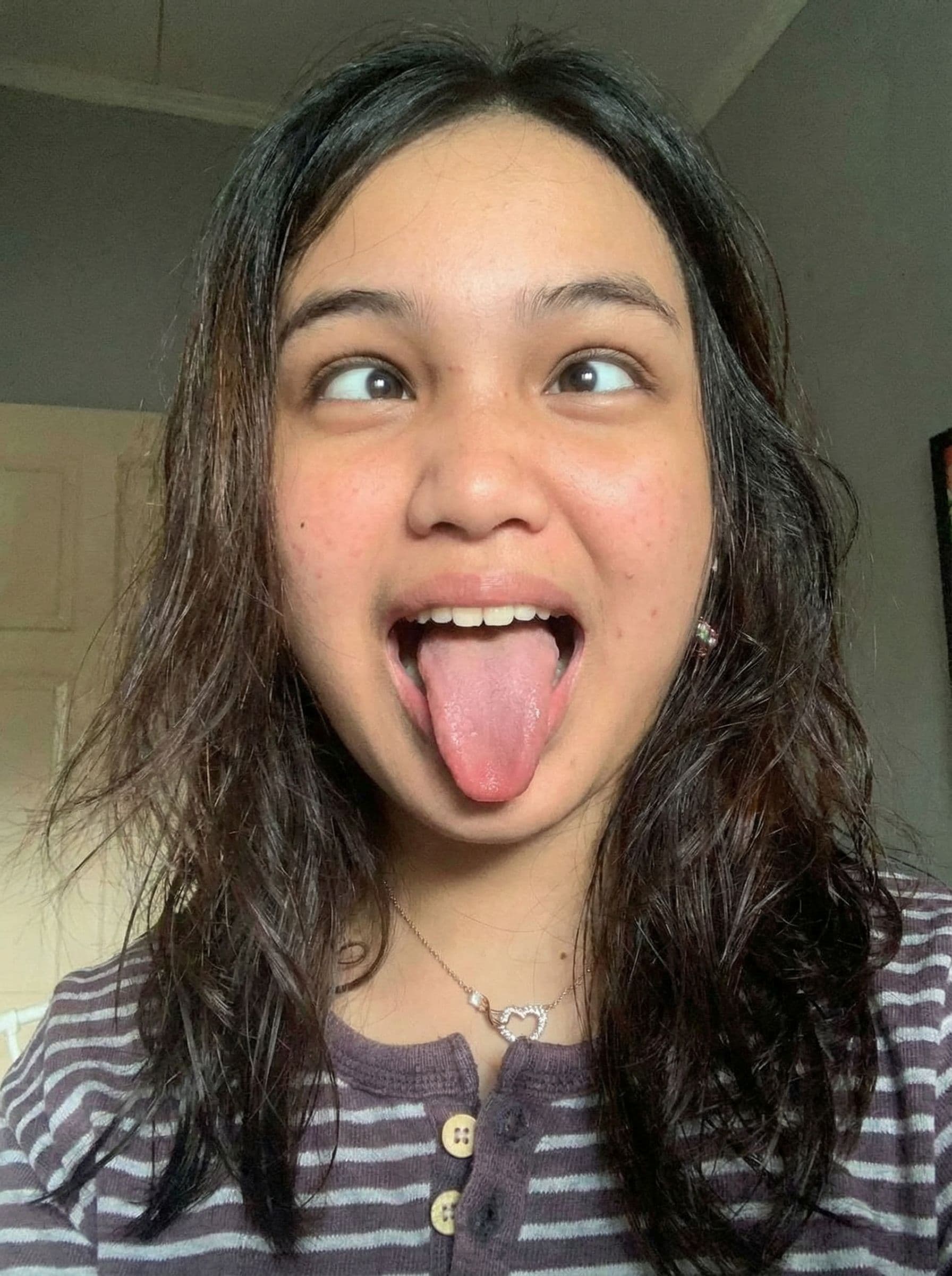 AI generated: Stick my tongue out with my mouth wide open so I’m making the ahegao face with my eyes crossed looki...