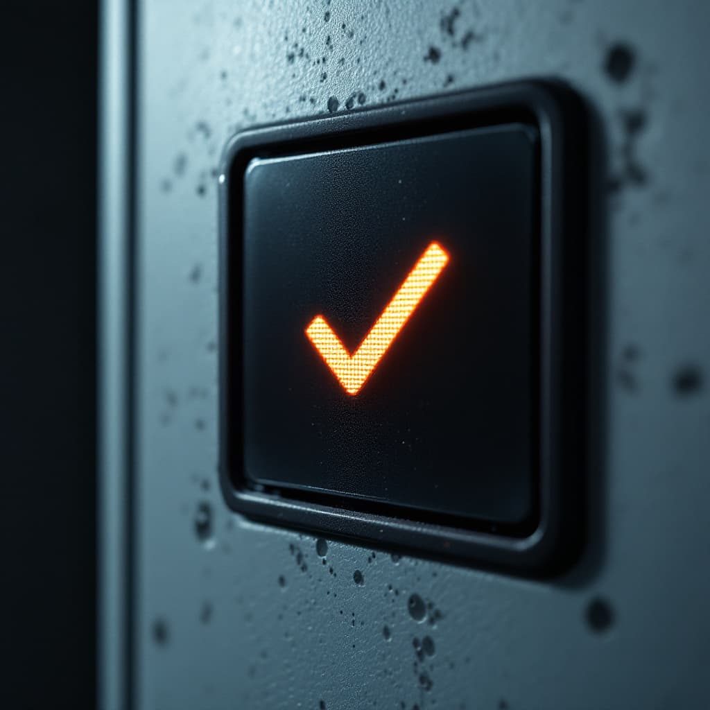 AI generated: A symbol showing an electrical panel with a checkmark. dslr, ultra quality, sharp focus, tack sharp,...