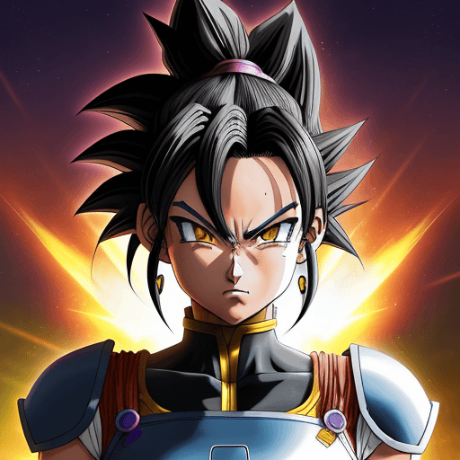 AI generated: a portrait of a single female character beautiful fierce saiyan warrior from ((black hair in a ponyt...