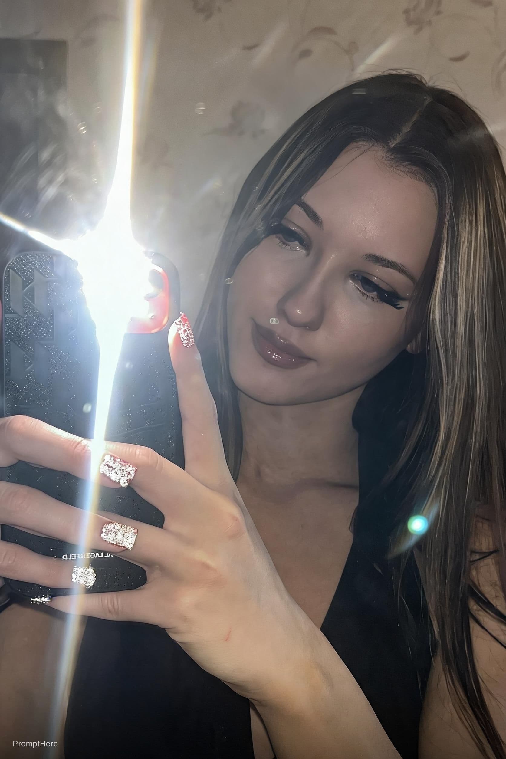 AI generated: Chinese model poses for a selfie, in the style of social media influencers, webcam photography, Feli...