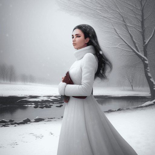 AI generated: Beauty in a snowy landscape, woman