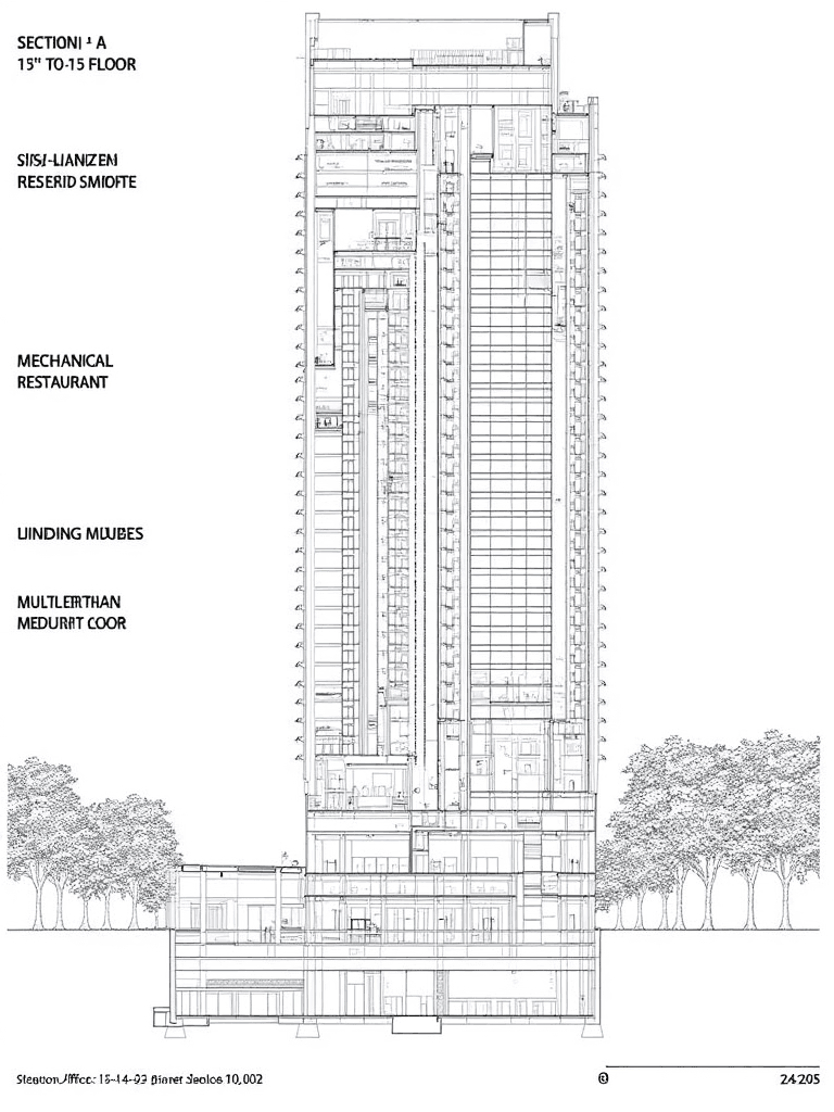 Modernist Building Section Drawing - Image 2
