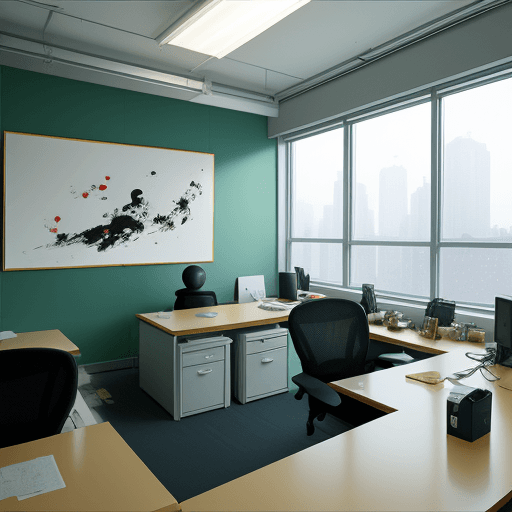 AI generated: in style of Wu Guanzhong, office background empty
